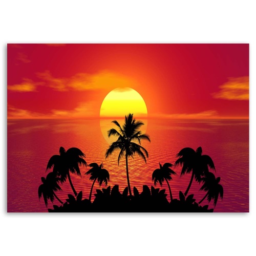 Obraz na plátně, Tropické palmy při západu slunce