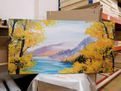 Obraz olejomalba horského jezera