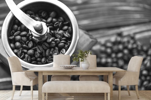 Samolepící fototapeta černobílý vintage mlýnek na kávu
