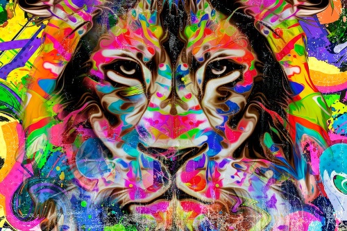 Tapeta abstraktní barevný lev