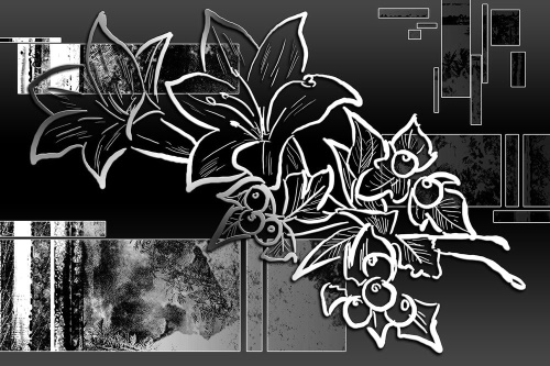 Tapeta ilustrace květin černobílá