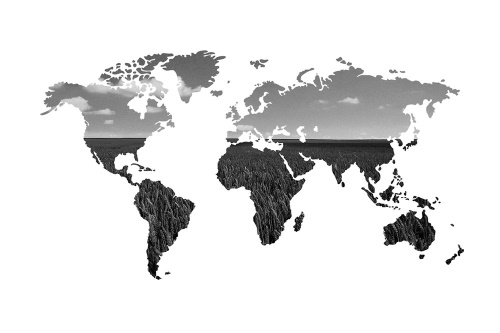 Samolepící tapeta mapa světa v černobílém