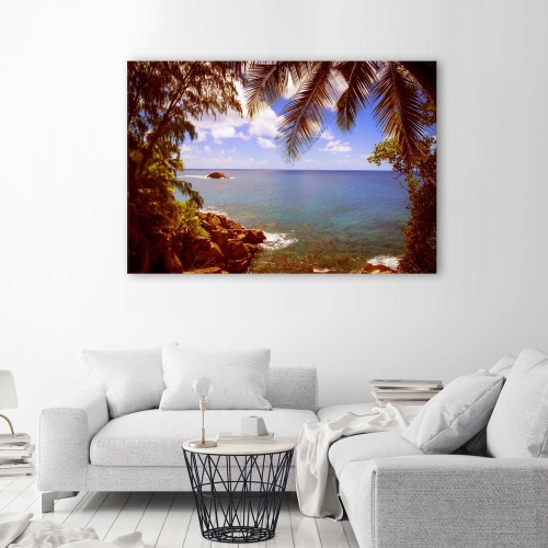 Obraz na plátně Palmy Skalnatá pláž