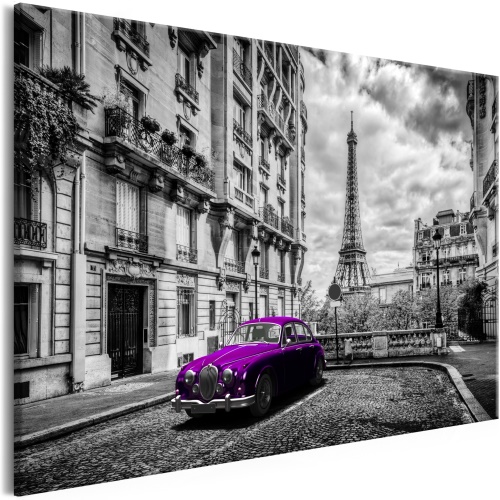 Obraz - Car in Paris (1 Part) Violet Wide