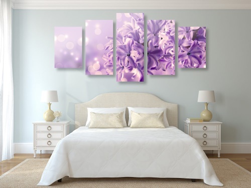 5-dílný obraz fialový květ šeříku