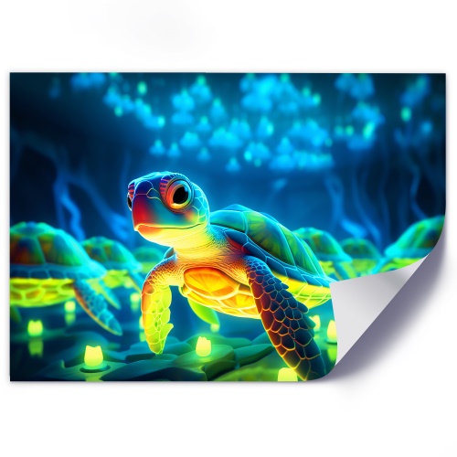 Obraz na plátně, Vesmírná želva neonová