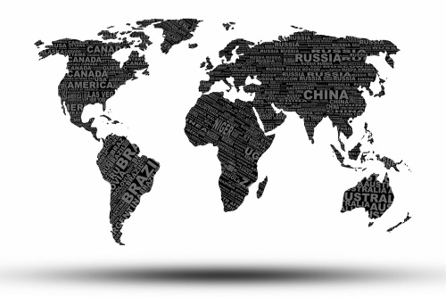 Tapeta mapa světa černobílá