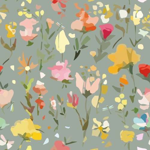 Samolepící tapeta abstraktní namalované květiny - 75x1000 cm