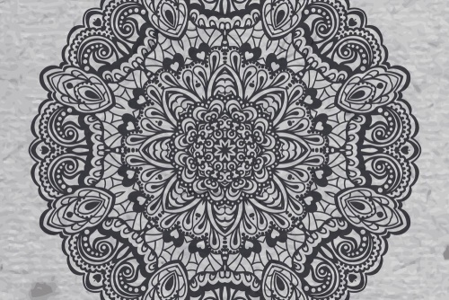 Samolepící tapeta květinová Mandala v černobílém