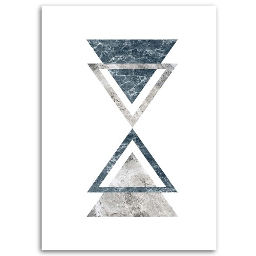 Obraz na plátně Abstraktní mramorové trojúhelníky modré