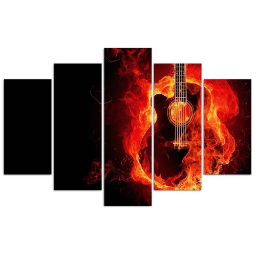 Obraz na plátně pětidílný Kytarová hudba Fire