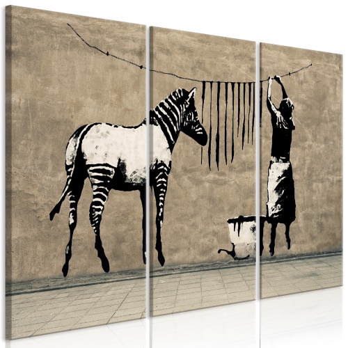 Obraz - Banksy: Washing Zebra on Concrete (3 Parts)