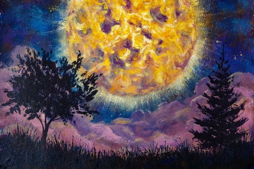 Samolepící tapeta zářivý měsíc na noční obloze