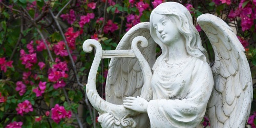 Obraz anděl hrající na harfu