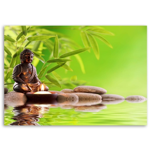 Obraz na plátně Buddha Bamboo Zen Stones