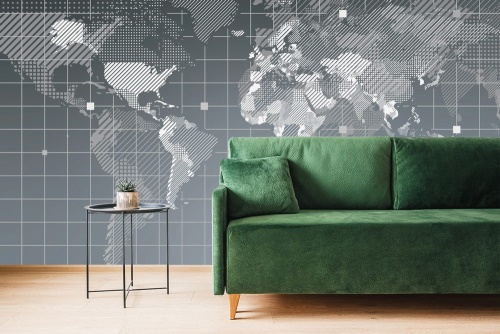 Samolepící tapeta šrafovaná mapa světa