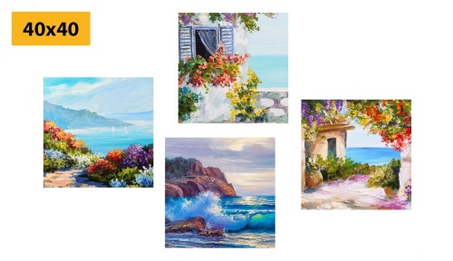 Set obrazů mořská krajina v imitaci malby