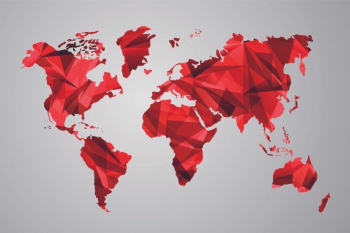 Tapeta mapa světa ve vektorové grafice červená