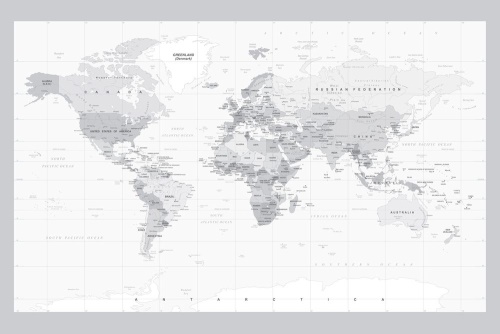 Obraz klasická černobílá mapa s šedým okrajem