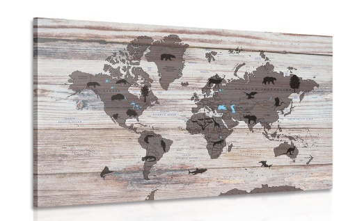 Obraz mapa na dřevěném podkladu