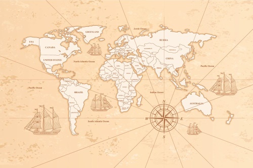 Samolepící tapeta zajímavá béžová mapa světa