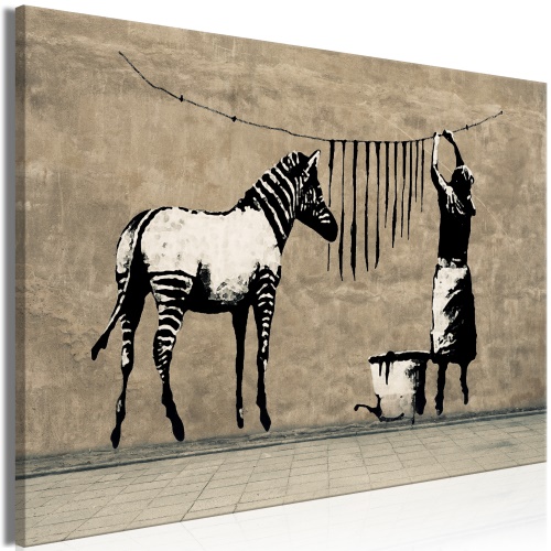 Obraz - Banksy: Washing Zebra on Concrete (1 Part) Wide