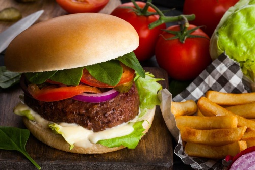 Obraz hamburger s hranolky