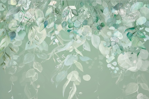 Tapeta pastelově zelené listy