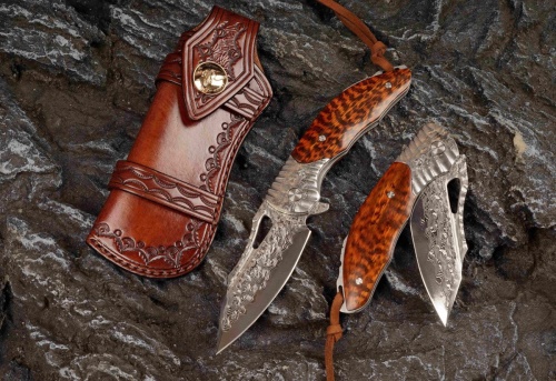 KnifeBoss damaškový zavírací nůž Snakewood VG-10