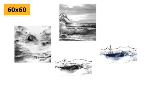 Set obrazů moře v imitaci olejomalby