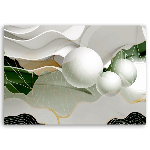 Obraz na plátně, Zelená abstrakce s 3D koulemi