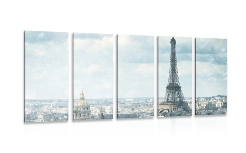 5-dílný obraz zimní Paříž