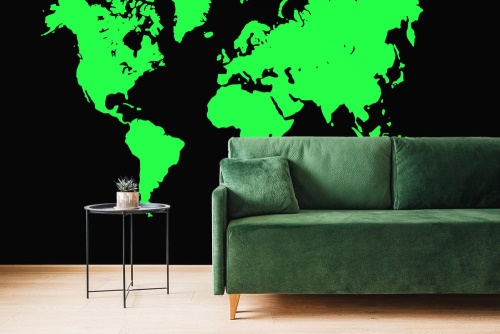 Samolepící tapeta zelená mapa na černém pozadí