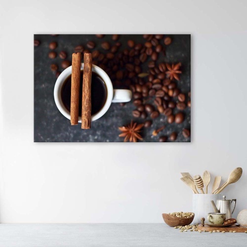 Obraz na plátně Hrnek na kávu se skořicí a anýzem