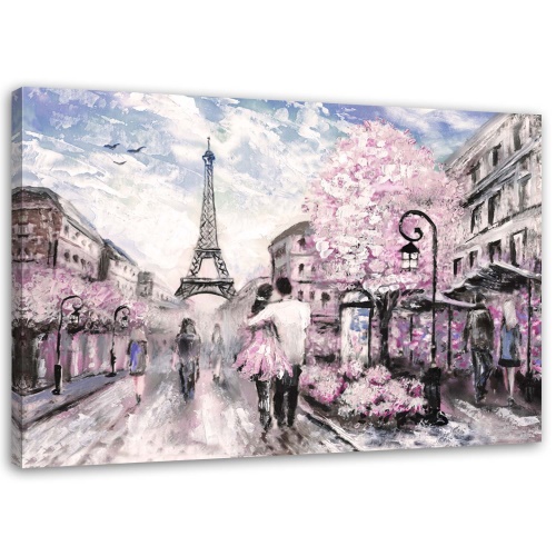 Obraz na plátně Růžová Paříž jako malovaná