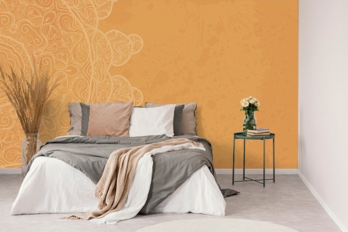 Tapeta oranžová arabeska na abstraktním pozadí