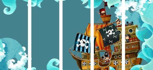 5-dílný obraz pirátská loď na moři