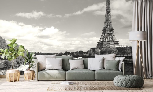 Samolepící fototapeta nádherné černobílé panorama Paříže