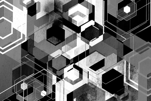 Tapeta abstraktní geometrie v černobílém provedení