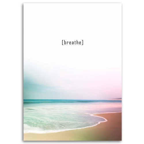 Obraz na plátně Nápis Breathe in Beach Sea (Dýchat v moři na pláži)