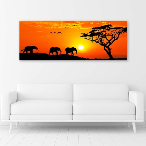 Obraz na plátně Afrika Západ slunce Sloni