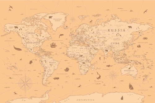 Tapeta mapa světa v béžovém