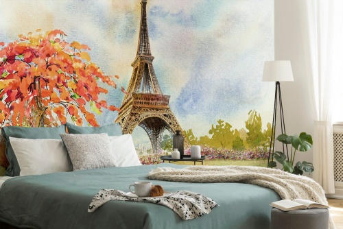 Samolepící tapeta Eiffelova věž v pastelových barvách
