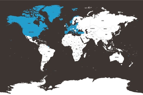 Samolepící tapeta moderní mapa s modrým kontrastem