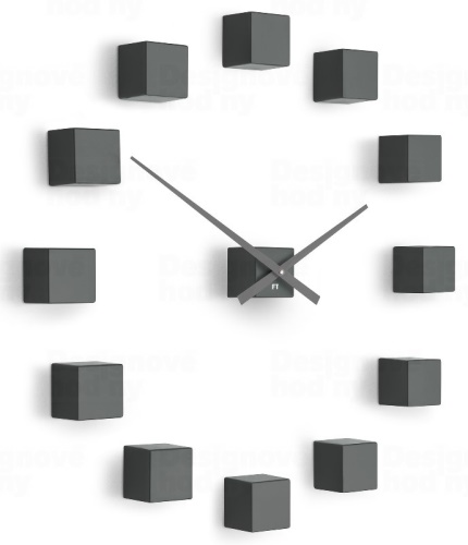 Designové nástěnné nalepovací hodiny Future Time FT3000TT Cubic titanium grey