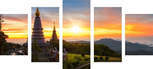 5-dílný obraz ranní východ slunce nad Thajskem