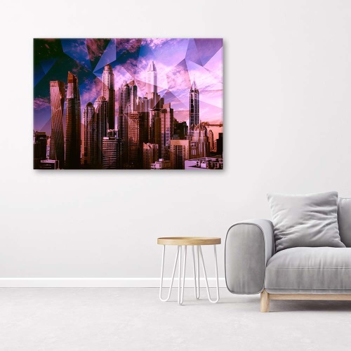 Obraz na plátně Geometrické město Purple