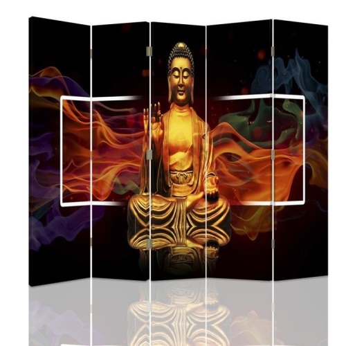 Ozdobný paraván Buddha Zlatá abstrakce