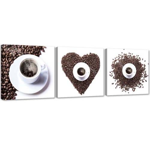 Obraz na plátně třídílný Srdce z kávových zrn