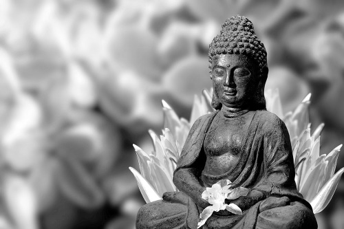 Tapeta Budha v černobílém provedení